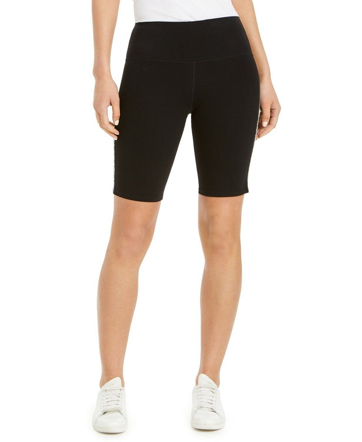 Calvin Klein Performance Logo Stripe High-Waist Bike Shorts Black XS