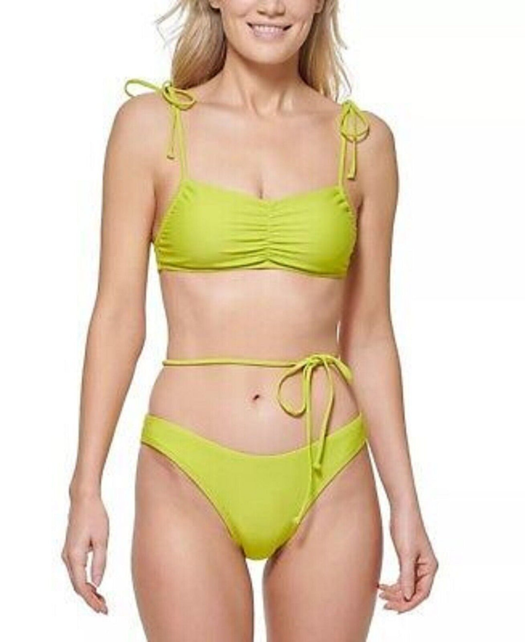 Tommy Hilfiger Women's Bright Chartreuse High Leg Cheeky Bikini Bottom Size XL