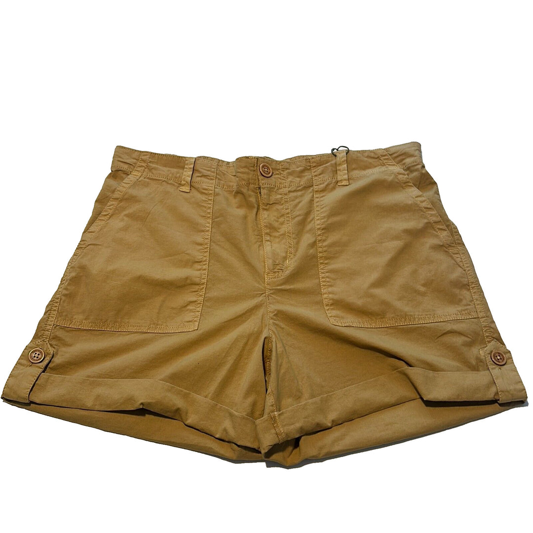 Sanctuary Women's True Khaki Flat Front Pockets Switchback Cuffed Shorts Size 24