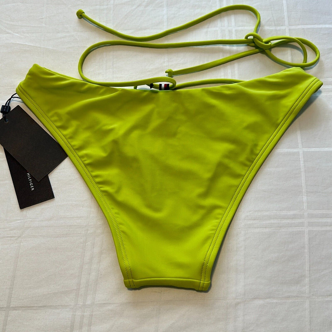 Tommy Hilfiger Women's Bright Chartreuse High Leg Cheeky Bikini Bottoms Size S