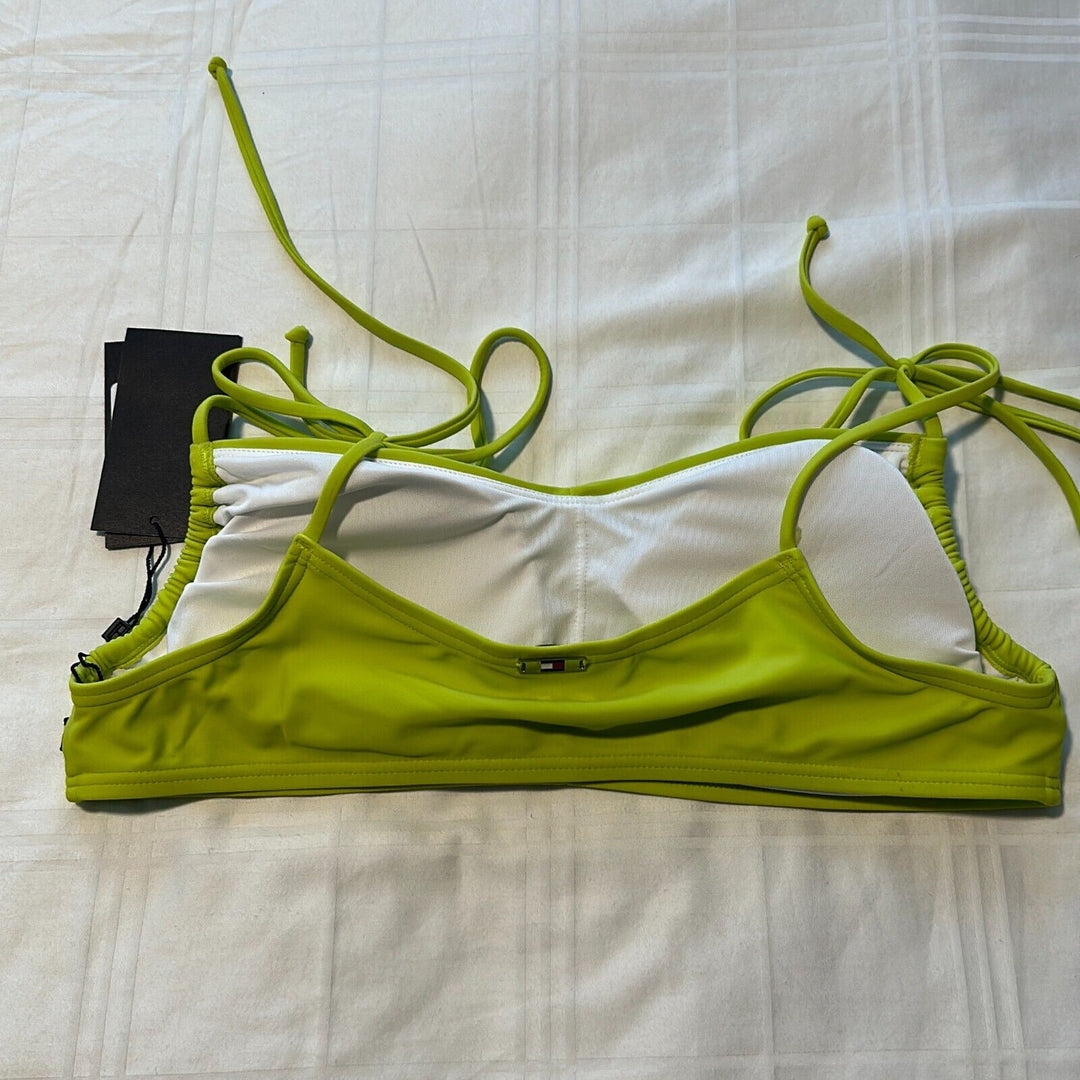 Tommy Hilfiger Women's Lime Green Tie Strap Swimwear Bralette Bikini Top Size XL