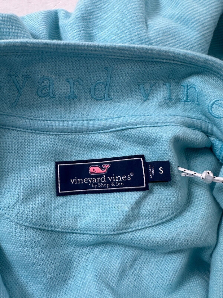 Vineyard Vines Men's Mist Blue Saltwater Quarter-Zip Pullover Sweater Size Small