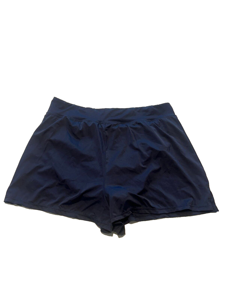 Swim Solutions Women's Navy Blue Pull On Swim Boy Shorts Bottom Size 16W