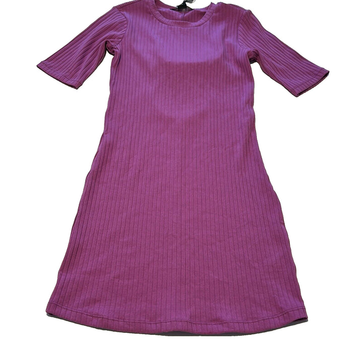 Sanctuary Women's Violet Short Sleeve Round Neck Dusk Ribbed Mini Dress Size XS