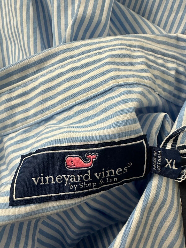 Vineyard Vines Mens Ocean Breeze Stripe Stretch Poplin Button Down Shirt Size XL