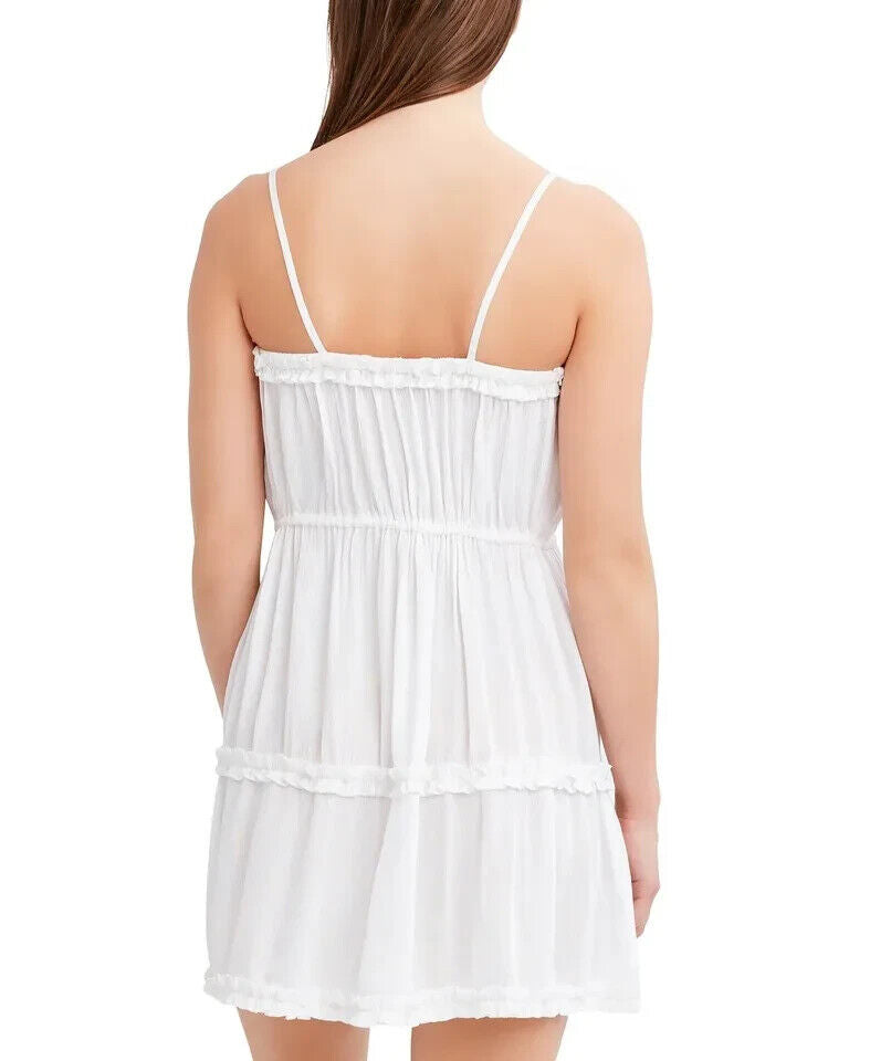 BCBGeneration Women's White Convertible Swim Mini Dress Cover Up Size Large