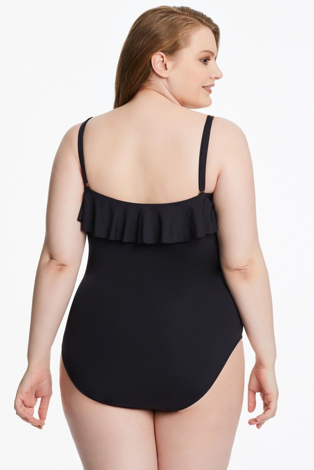 Bleu Rod Beattie Women's Black Kore Shirred Ruffle One-Piece Swimsuit Size 22W