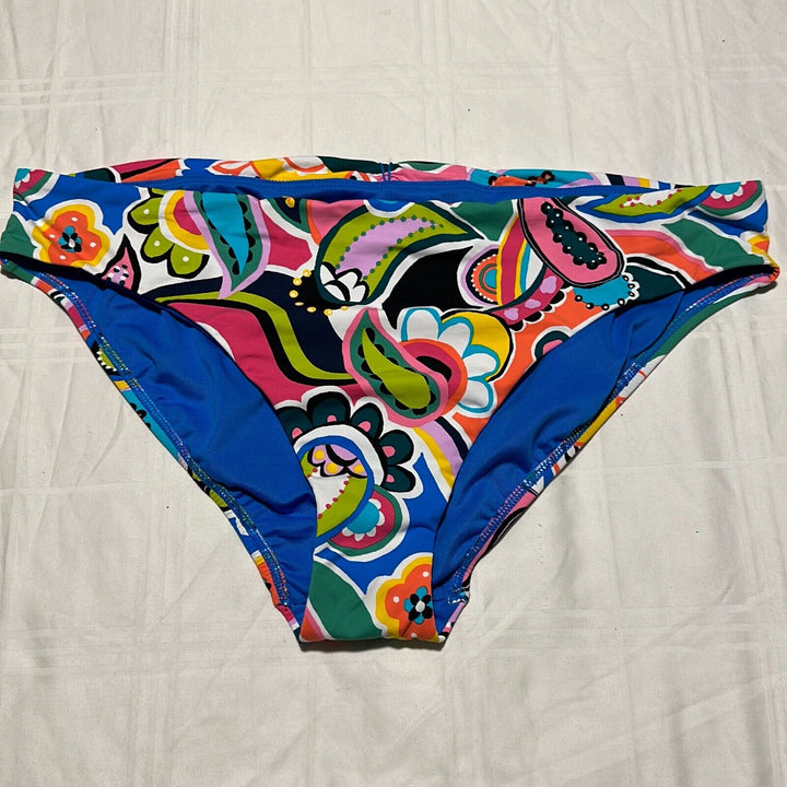 Bleu Rod Beattie Women's Multicolor Paisley Ruched Back Bikini Swim Bottom Sz 14