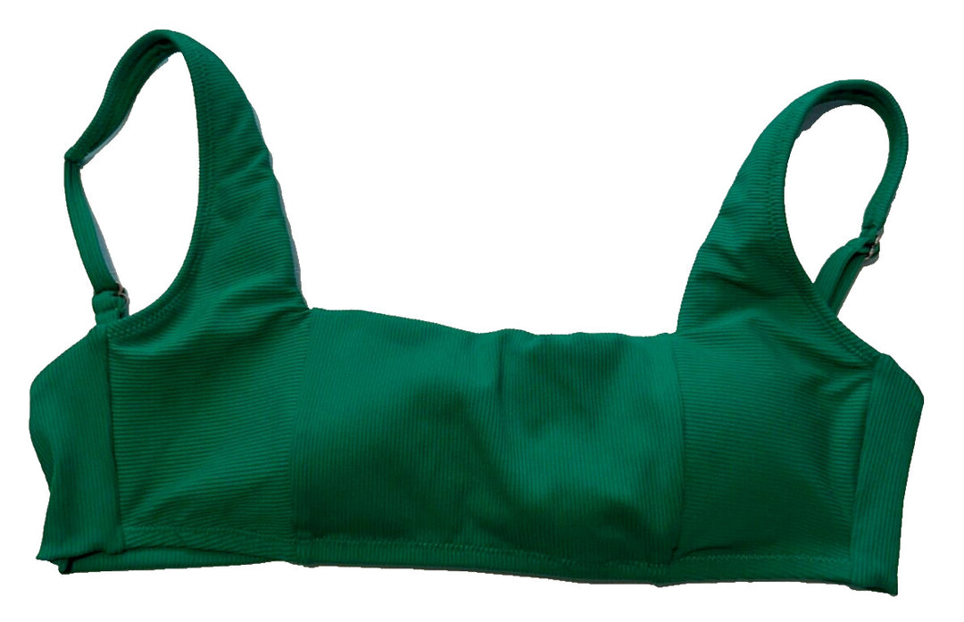 Bar III Women's Vivid Green Micro Rib Sling Bandeau Bikini Swim Top Size X-Large