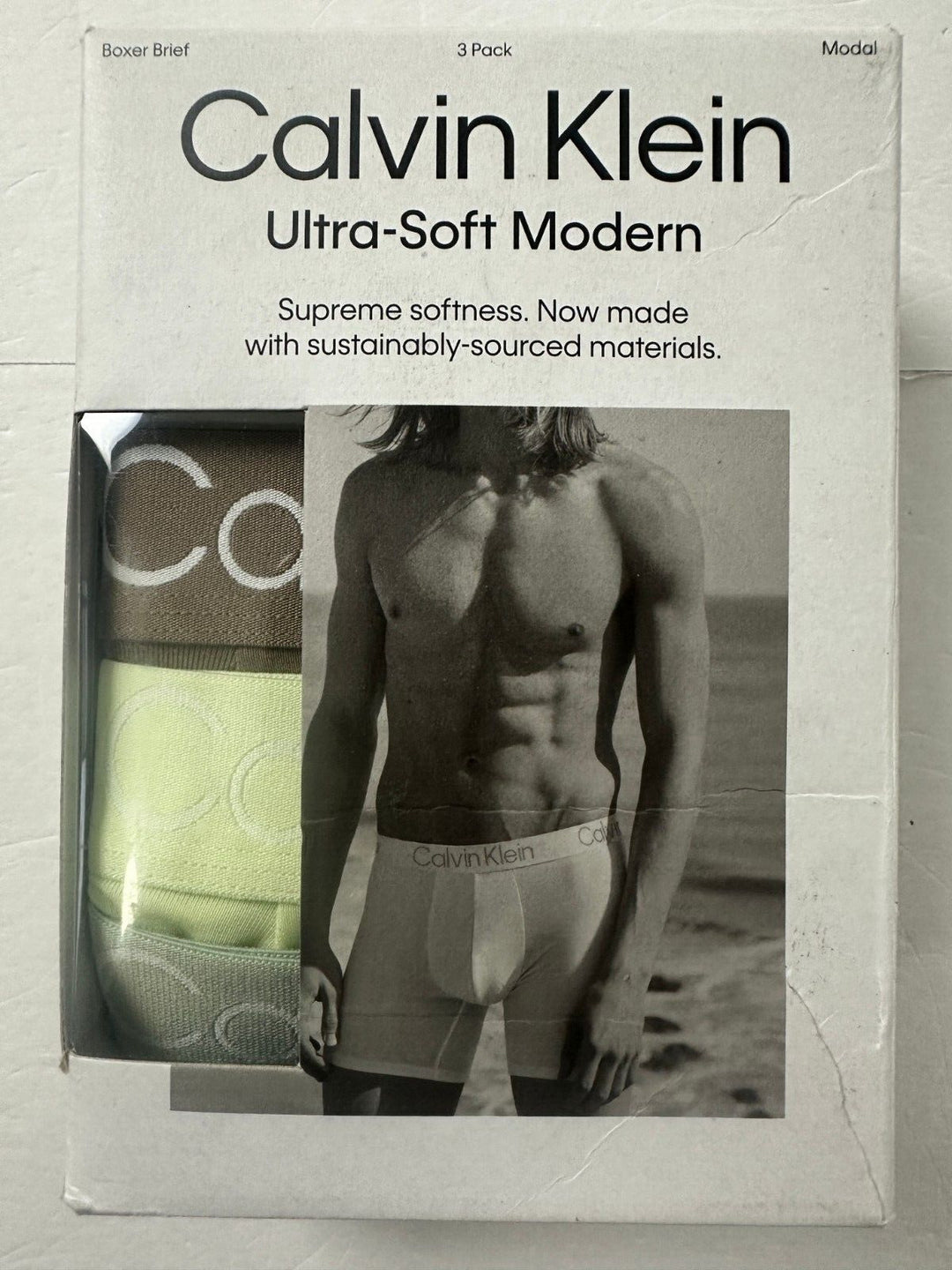 Calvin Klein Mens Ultra Soft Modern Stretch Boxer Brief Underwear Size M 3 Pack