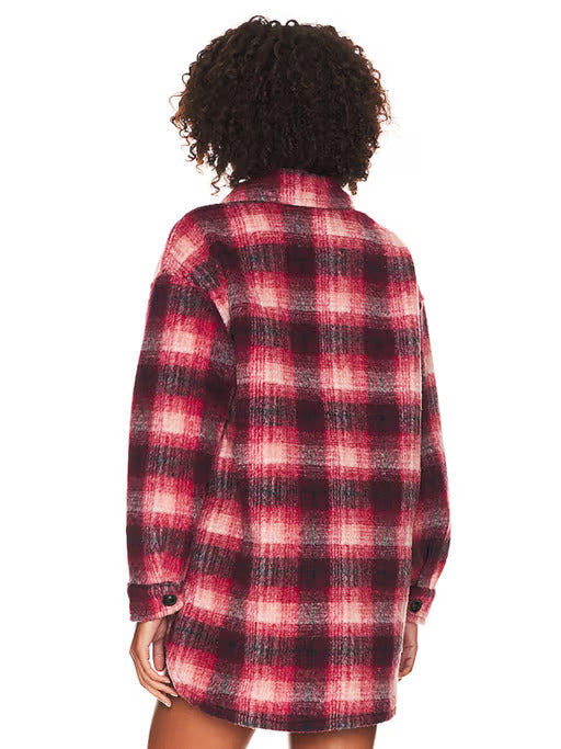 Sanctuary Women's Red Long Sleeve Collared Plaid Town Shirt Jacket Size S