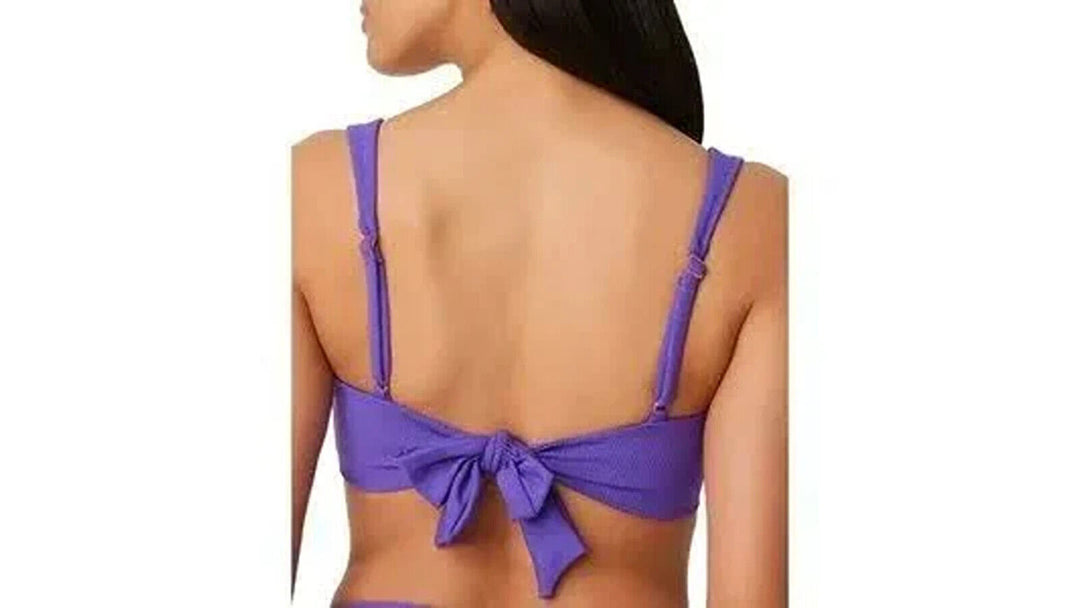 Bar III Women's Hibiscus Micro Rib Sling Bandeau Bikini Swim Top Size Medium