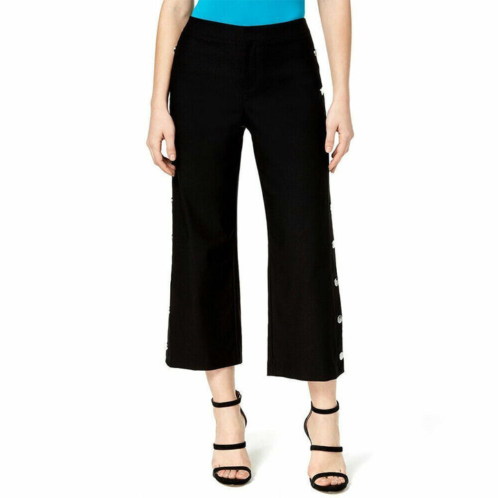 Bar III Cropped Wide-Leg Sailor Pants Black 0