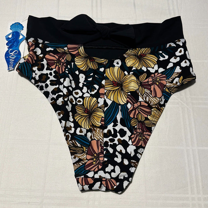 Skinny Dippers Women's Black Desert Rose Honeybuns Bikini Bottom Size M