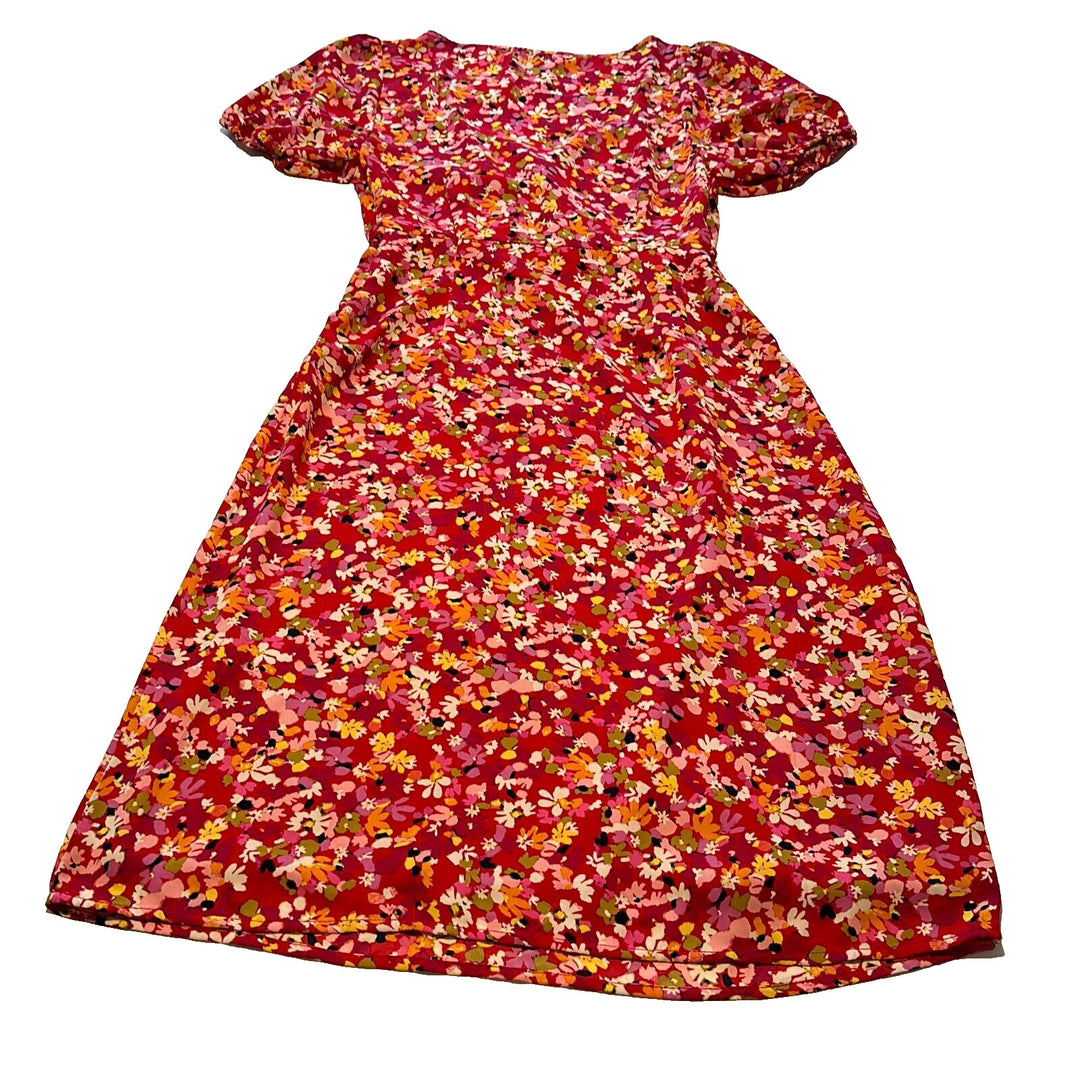 Sanctuary Women's Sunset Bloom Puff Sleeve Sweetheart Neck Midi Dress Size 4