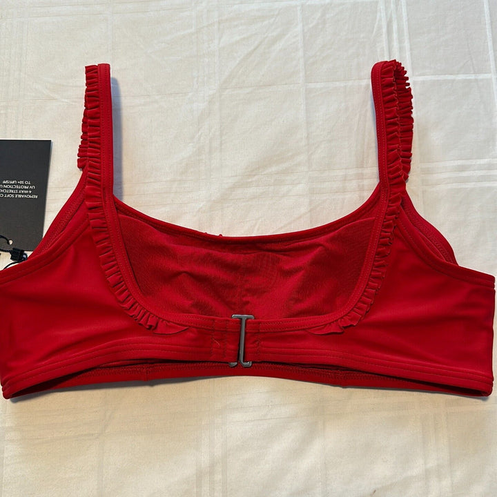 Tommy Hilfiger Women's Scarlet Ruffle Stretch Bikini Swim Top Size Large