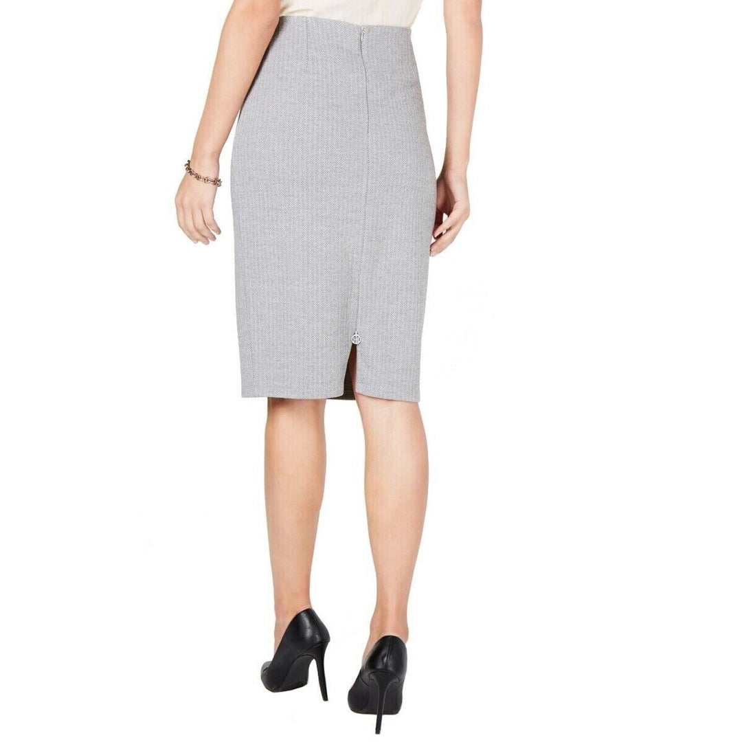 Tommy Hilfiger Women's Gray Herringbone Stretch Straight & Pencil Skirt Size XS