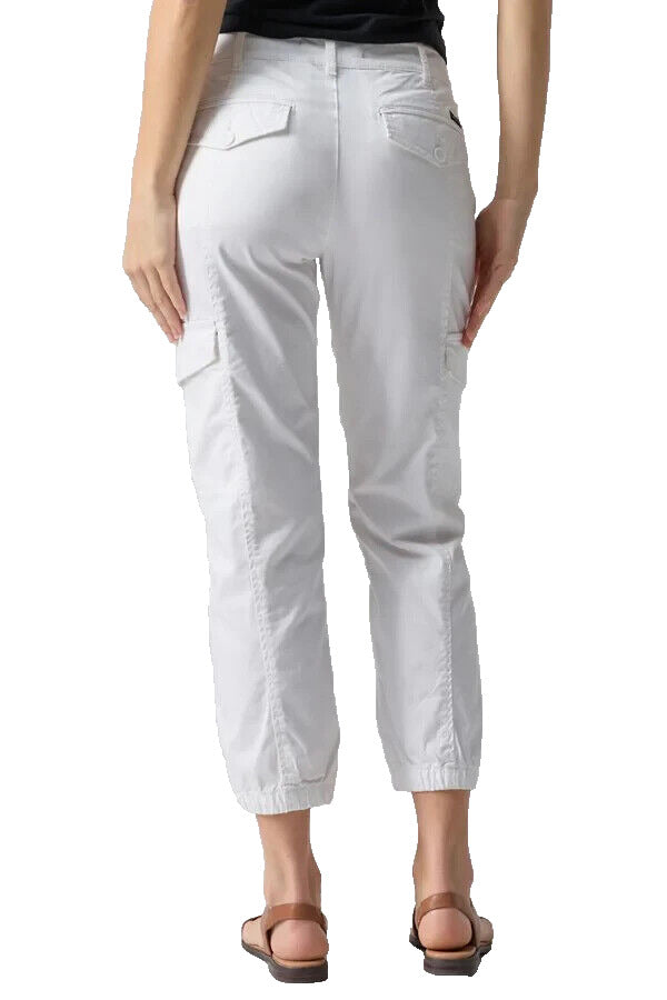 Sanctuary Womens Core White Mid Rise Relaxed Fit Tapered Cargo Rebel Pants Sz 28