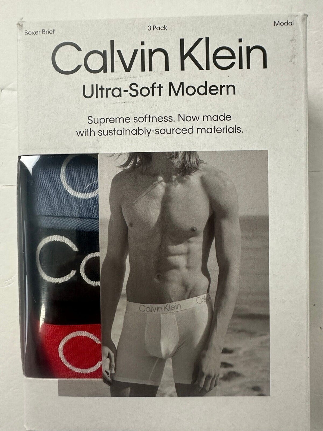 Calvin Klein Mens Ultra Soft Modern Stretch Boxer Brief Underwear Size S 3 Pack