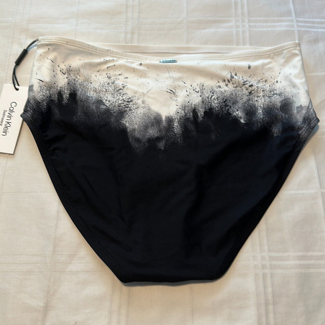 Calvin Klein Women's Black Tie Dye High Waist Swim Bikini Bottom Size L