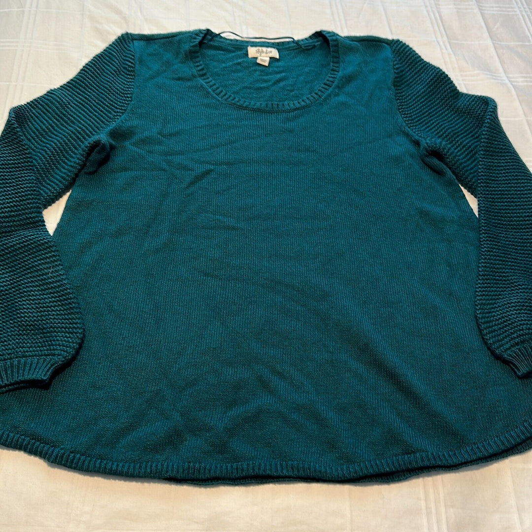 Style & Co. Women's Rare Emerald Long Sleeve V-Neck Pullover Sweater Size Large