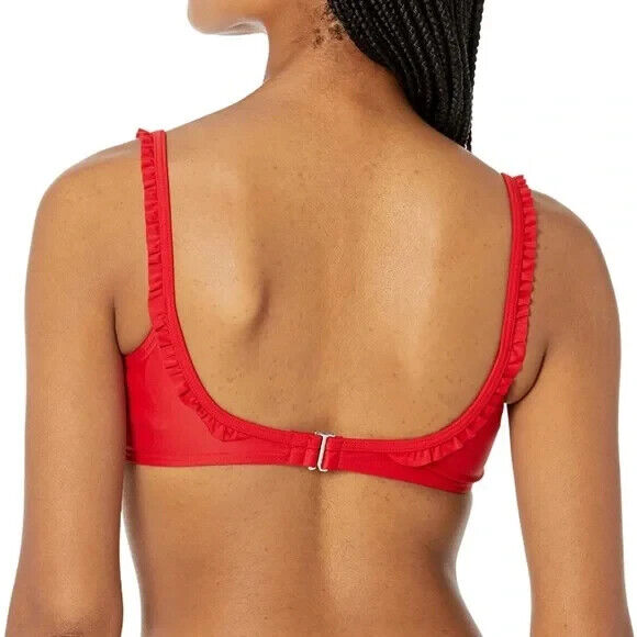 Tommy Hilfiger Women's Scarlet Ruffle Stretch Bikini Swim Top Size Large