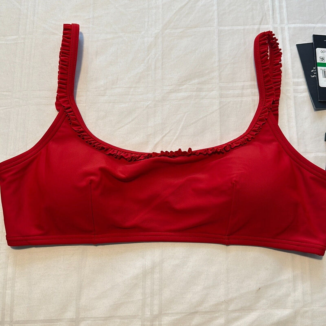 Tommy Hilfiger Women's Scarlet Ruffle Stretch Bikini Swim Top Size Large