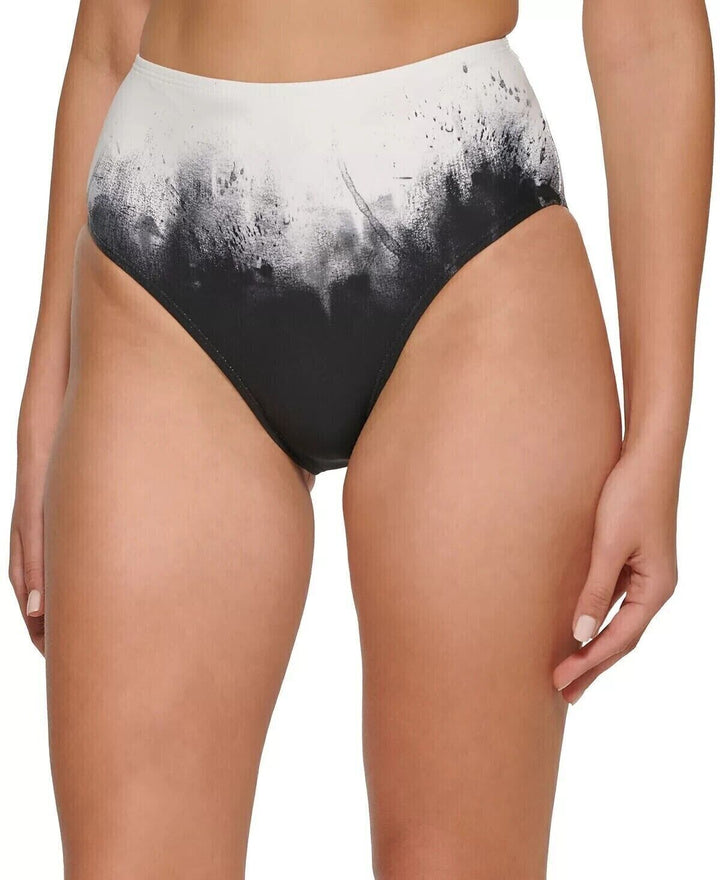 Calvin Klein Women's Black Tie Dye High Waist Swim Bikini Bottom Size L