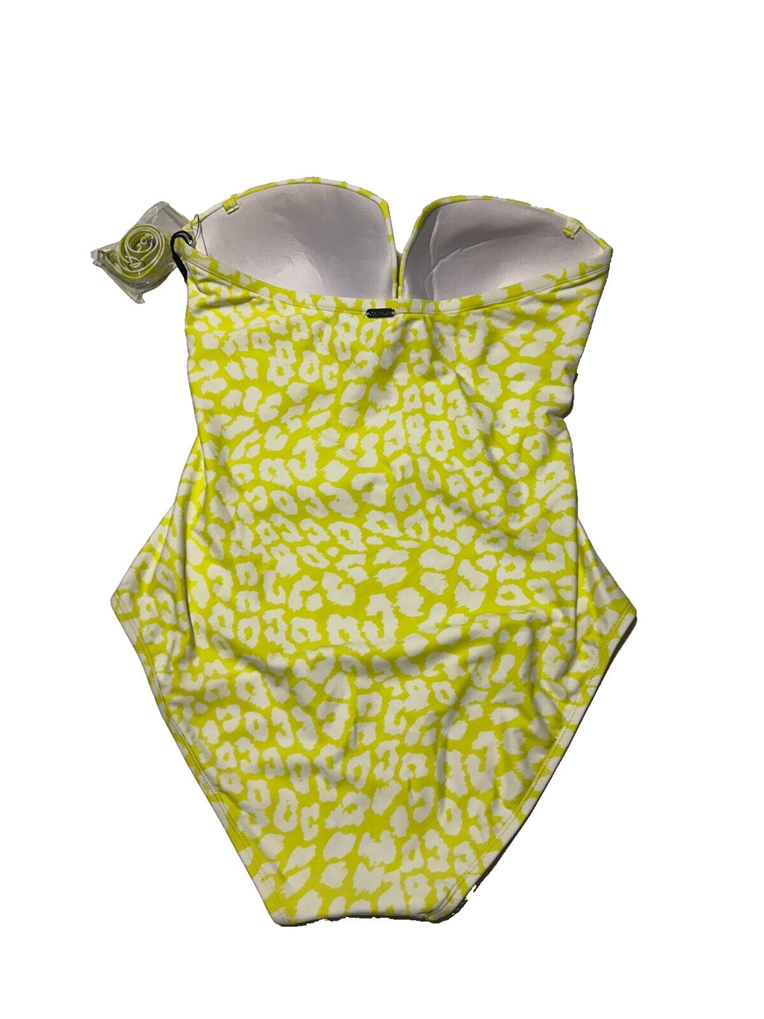 Calvin Klein Women Light Yellow Leopard Tummy-Control One-Piece Swimsuit Size 10