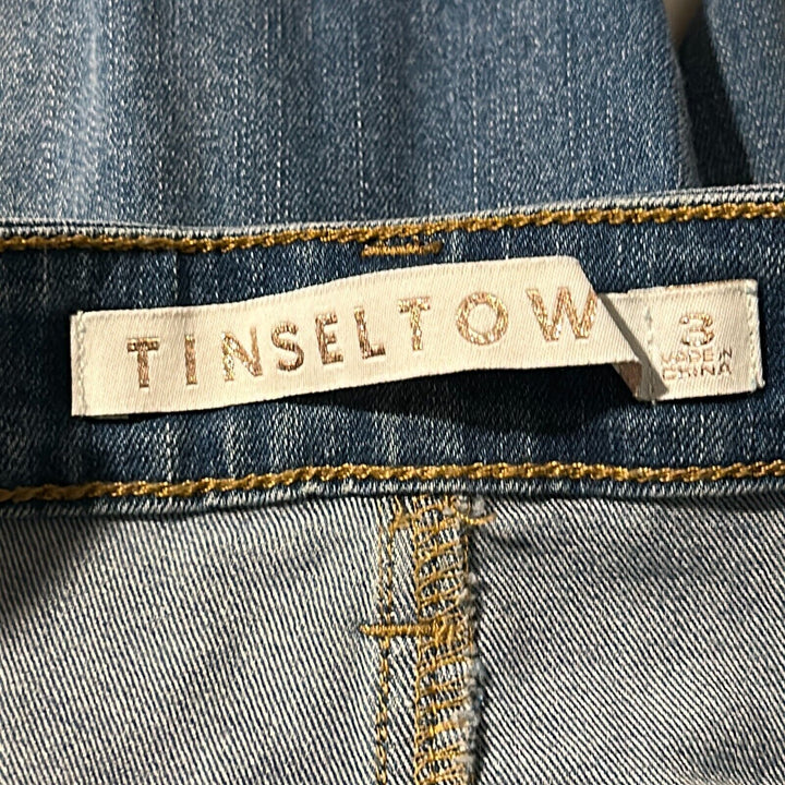 Tinseltown Women's Blue High Rise Ripped Button-Fly Ankle Skinny Leg Jeans Sz 3