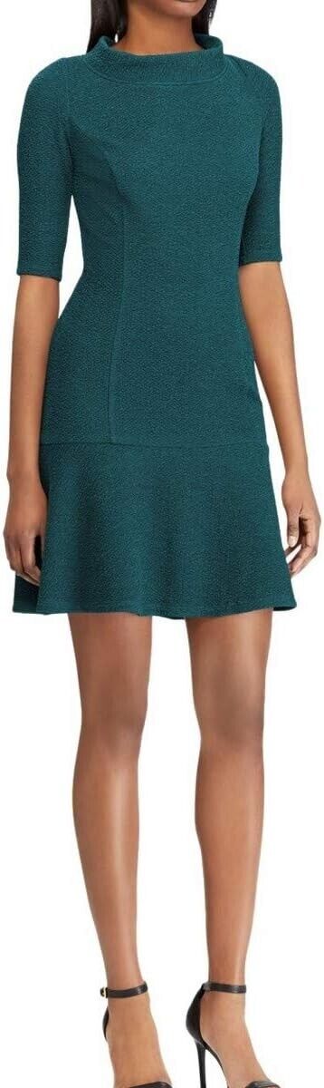 American Living Women's Green Jacquard Drop Waist Mini Dress Size 16