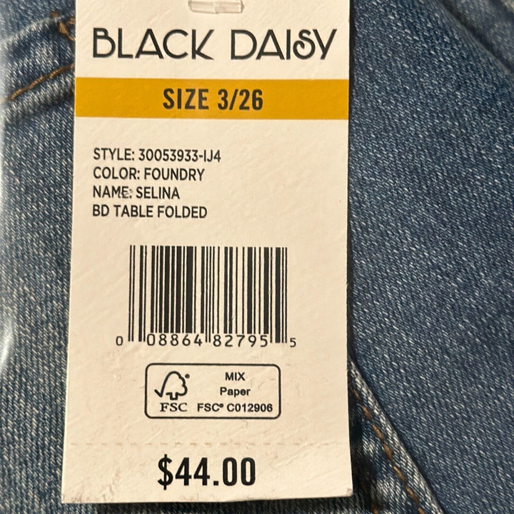 Black Daisy Women's Selina Blue High Rise Button Fly Skinny Leg Jeans Size 3/26