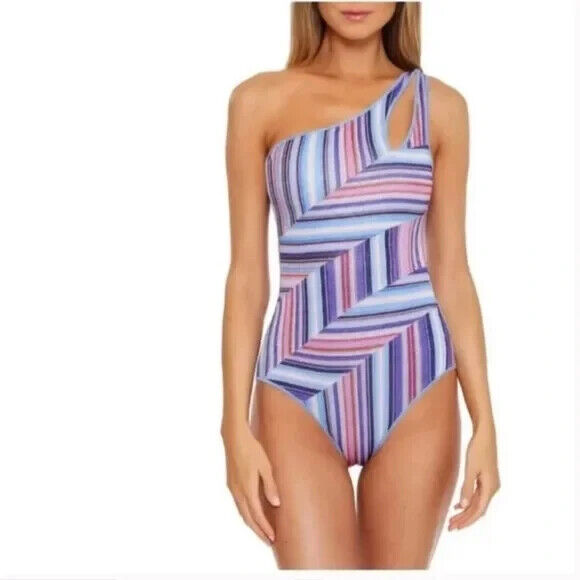 BECCA By Rebecca Women's Multicolor Arabella Asymmetrical One Piece Swimsuit M