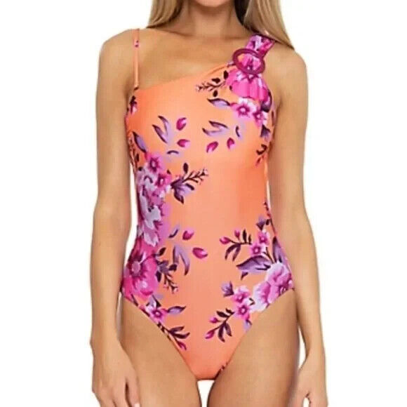 Becca Women's Multicolor Full Bloom Arabella Asymmetrical One Piece Swimsuit M