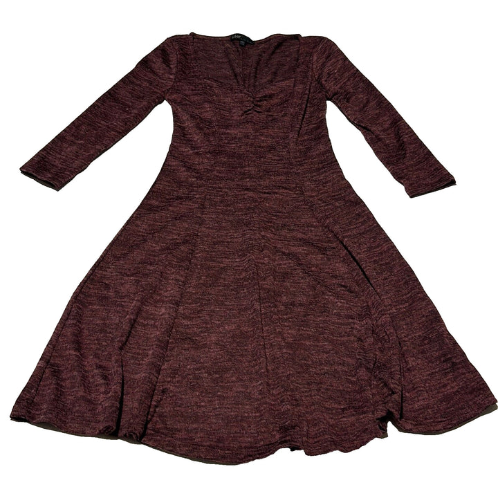 BeBop Women's Wine Heather 3/4 Sleeve Sweetheart Neck A-Line Dress Size XXS