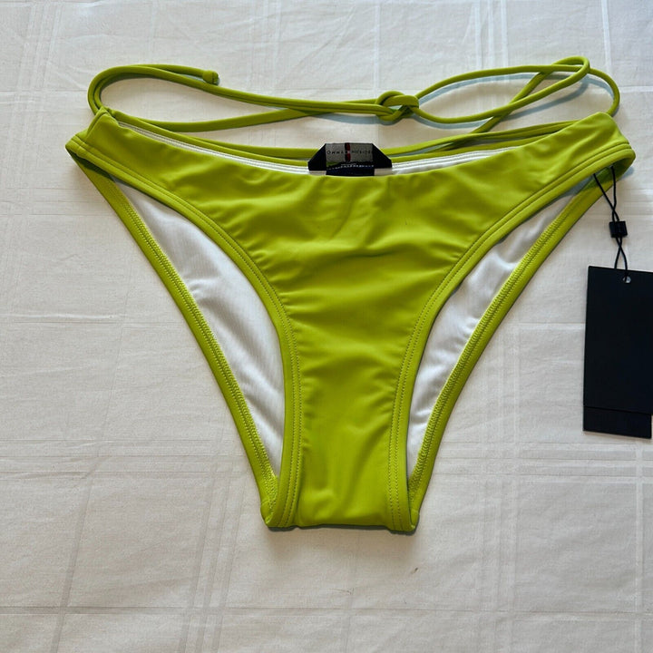 Tommy Hilfiger Women's Bright Chartreuse High Leg Cheeky Bikini Bottoms Size S