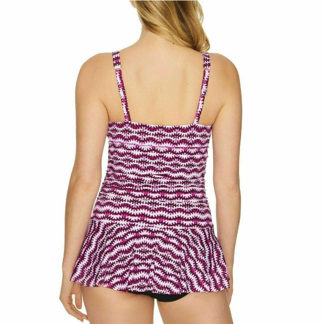 Swim Solutions Spring Play Tummy-Control Swim-Dress Purple Multi Size 16