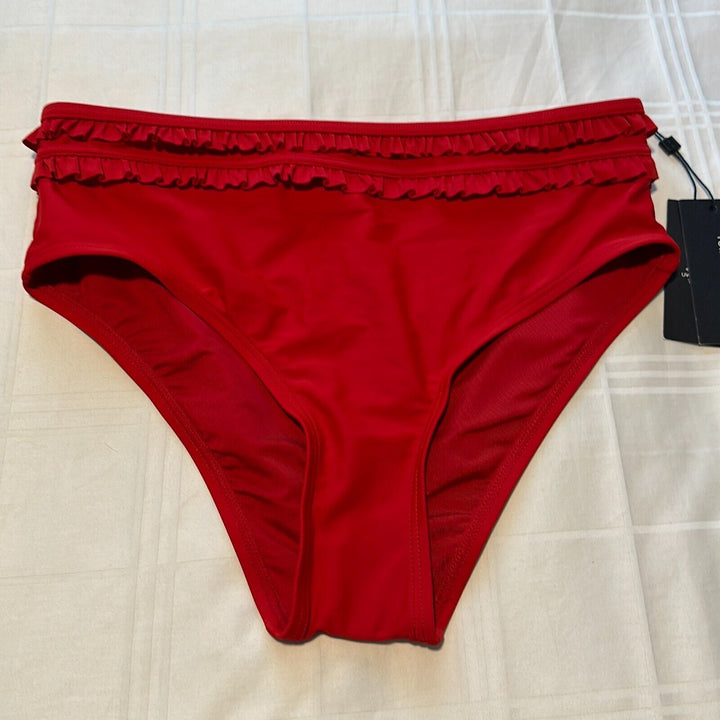 Tommy Hilfiger Women's Scarlet Ruffled High Waist Bikini Swim Bottom Size XS