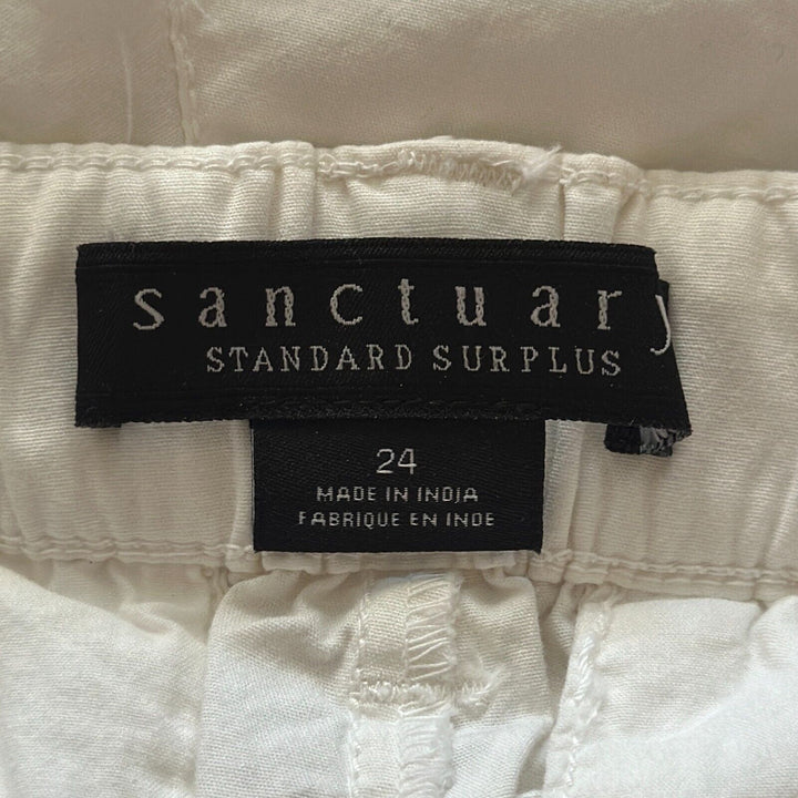 Sanctuary Women's White Flat Front Slash Pockets Rolled Cuff Cargo Shorts Sz 24