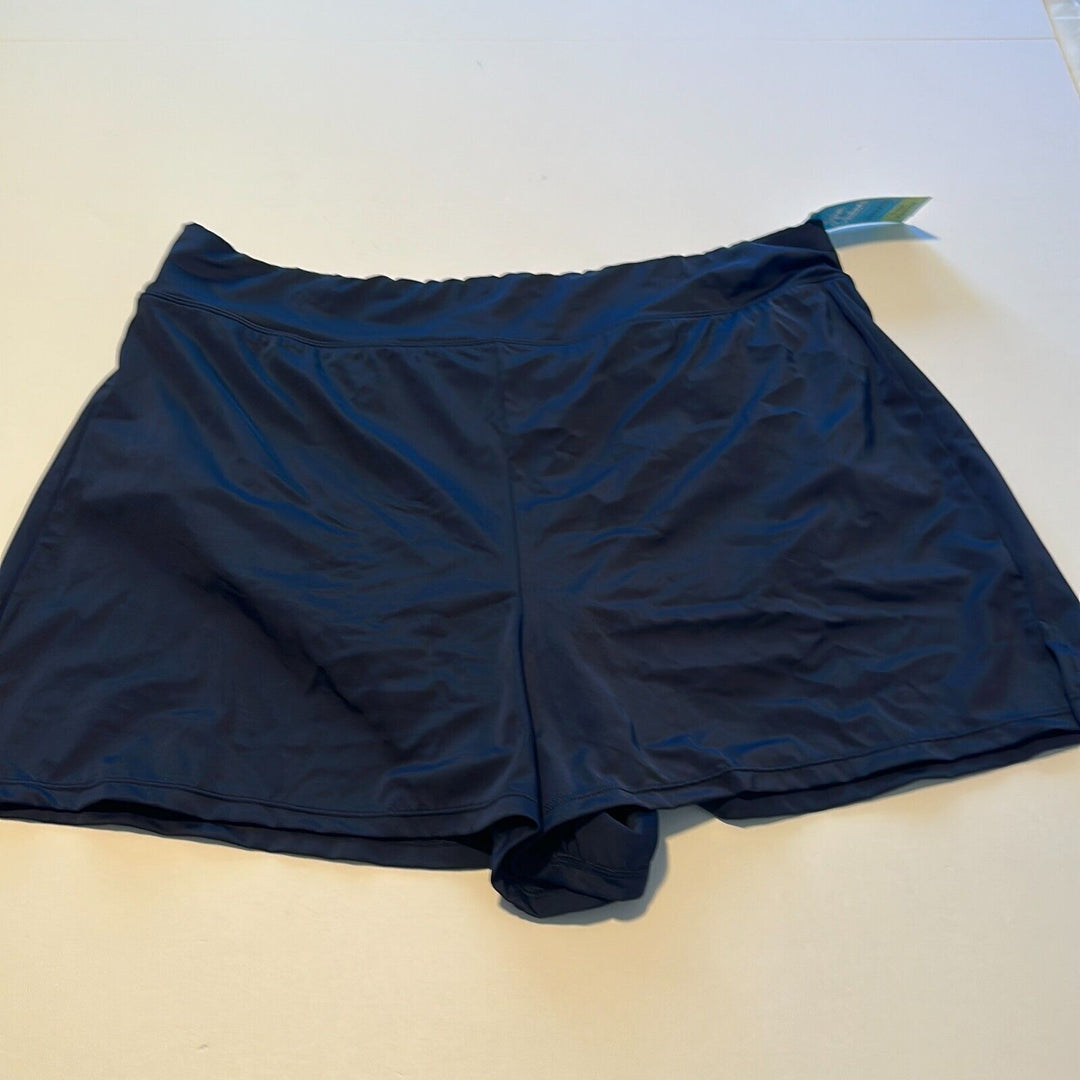 Swim Solutions Women's Navy Blue Elastic Waist Stretch Swim Boy Shorts Size 18W