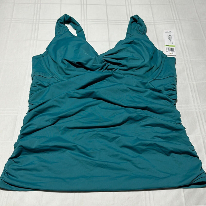 Anne Cole Women's Ocean Green Twist Front Underwired Tankini Swim Top Size 18W