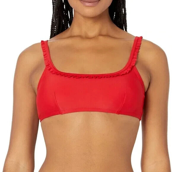 Tommy Hilfiger Women's Scarlet Ruffle Stretch Bikini Swim Top Size Large