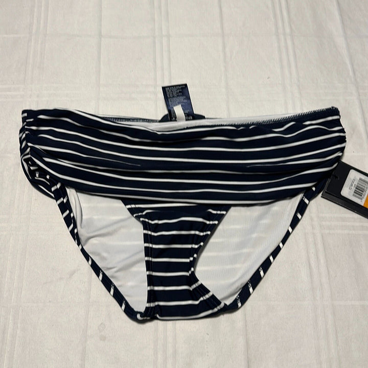 Tommy Hilfiger Women's Black White Striped Fold Over Bikini Bottom Size Small