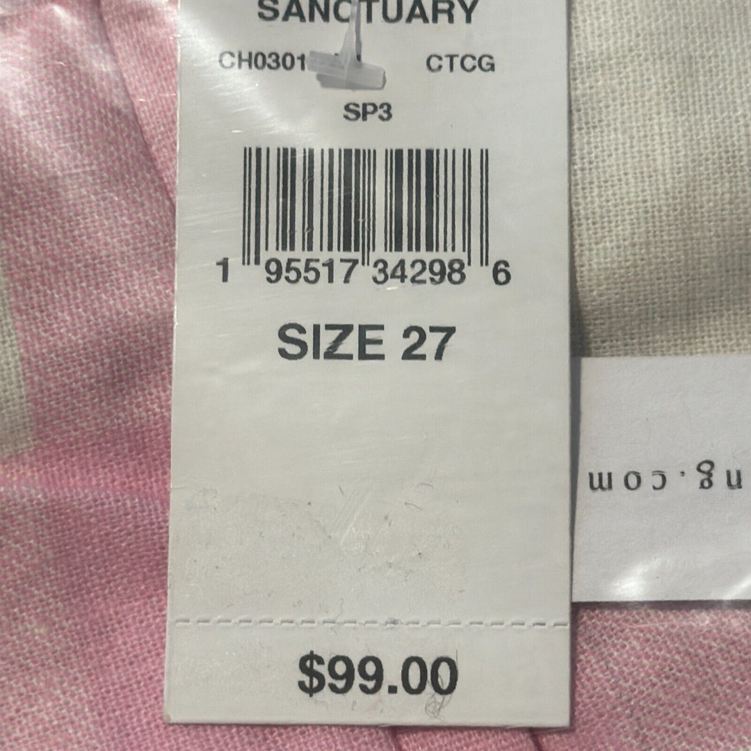 Sanctuary Women's Pink White Casual Pull On Check Bermuda Shorts Size 27