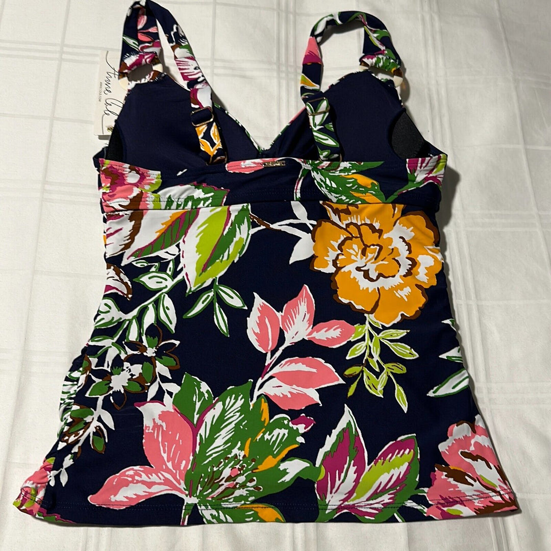 Anne Cole Women's Multicolor Floral Twist Front Underwire Tankini Top Sz 34C/36B