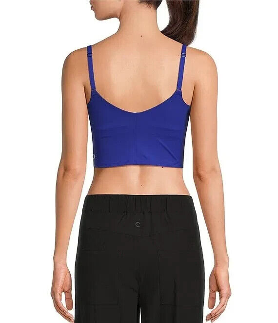 Calvin Klein Performance Womens Blue V-Neck Low Impact Crop Top Size XS