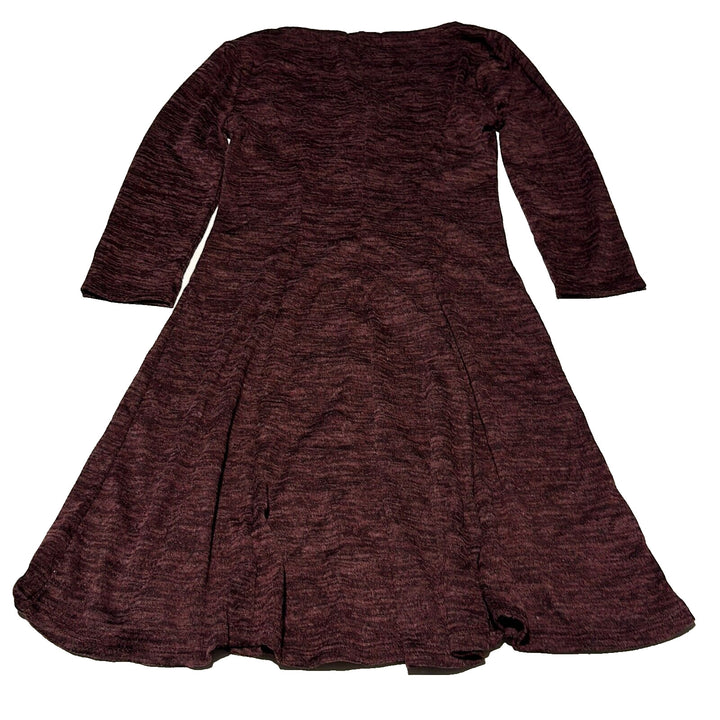 BeBop Women's Wine Heather 3/4 Sleeve Sweetheart Neck A-Line Dress Size Small