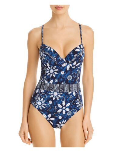 Bleu Rod Beattie Women's Navy Floral Underwire One Piece Swimsuit Size 10