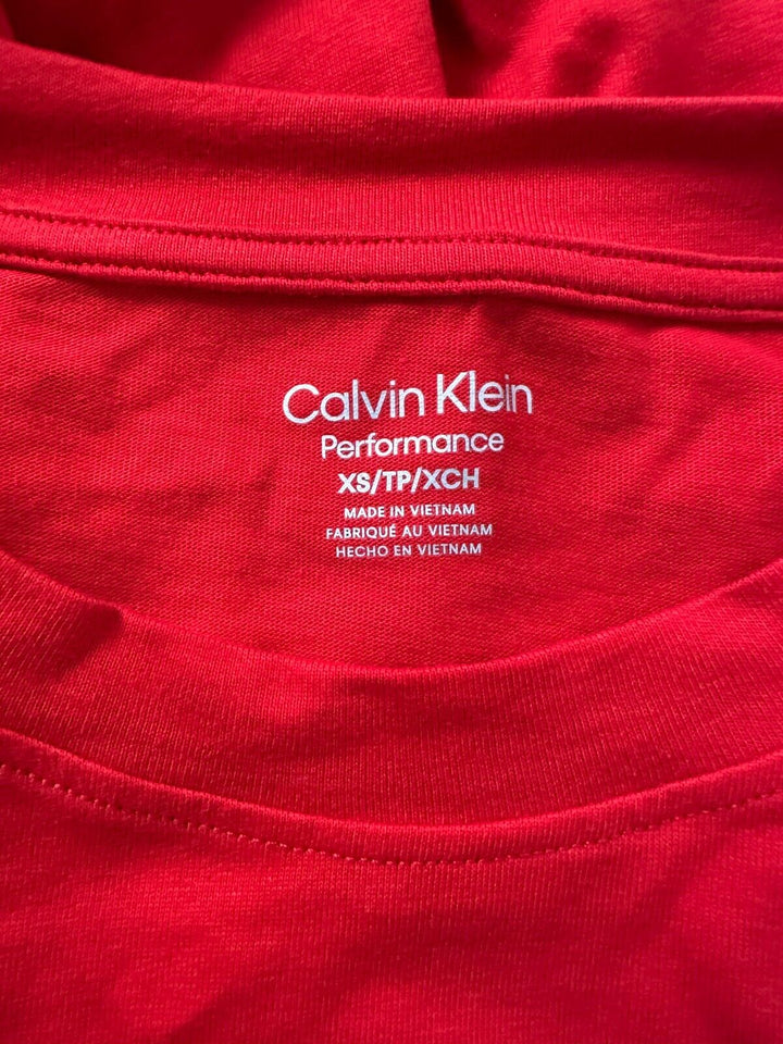 Calvin Klein Performance Women's Red Long Sleeve Cotton Pullover T-Shirt Size XS