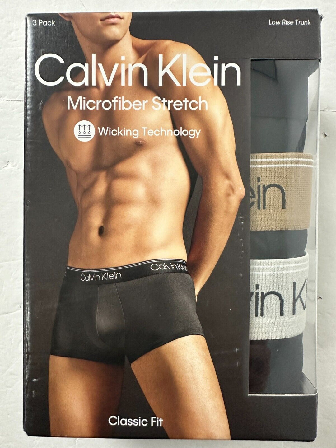 Calvin Klein Men's Black Classic Fit 3 Low Rise Trunks Underwear Size Large